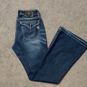 Miss Me Dark Blue Bootcut Jeans with Branded Pocket